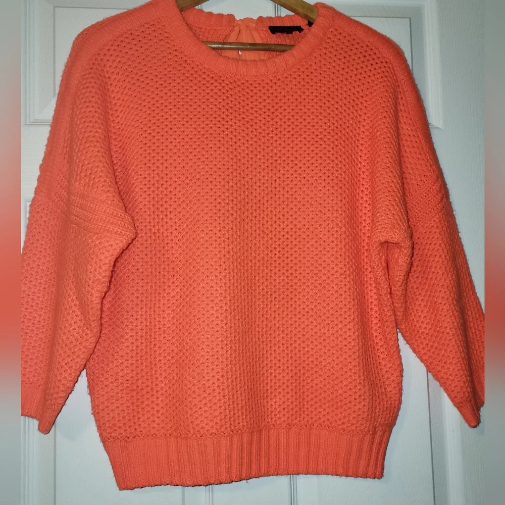 TED BAKER LONDON‎ Avaleen Tuck Chunky Knit Sweater Women's Size Small Orange